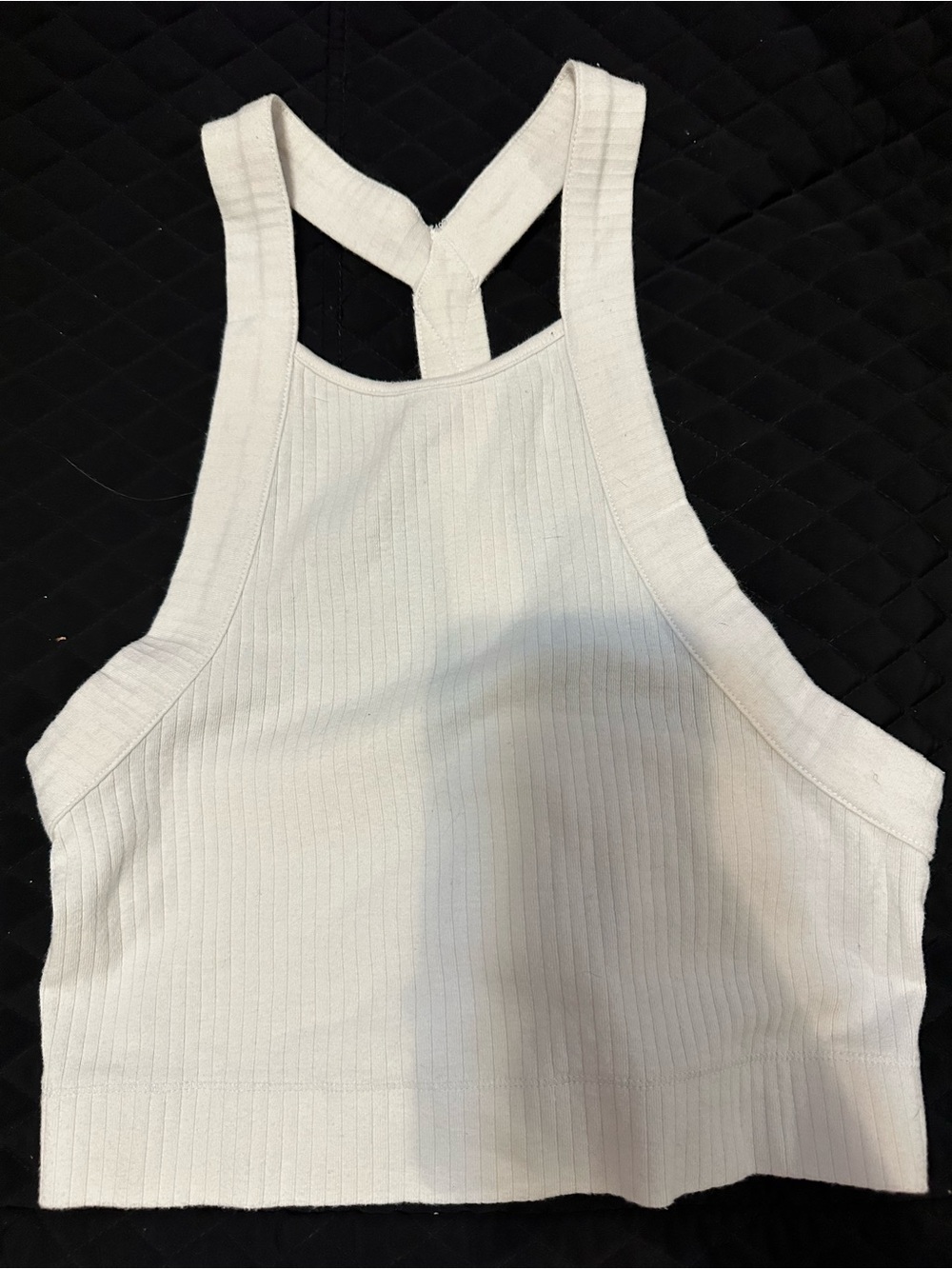 Free people Women's Ribbed High-Neck Cropped Tank Top - White